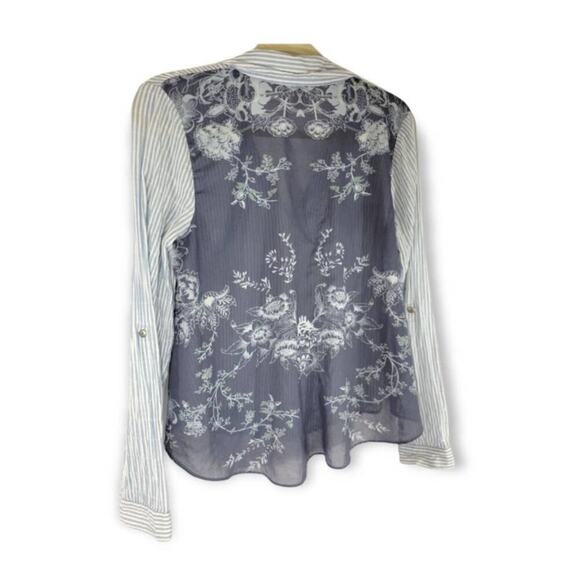 Free People Party In The Back Button Down Striped Floral Print Shirt‎ Small - Picture 4 of 6